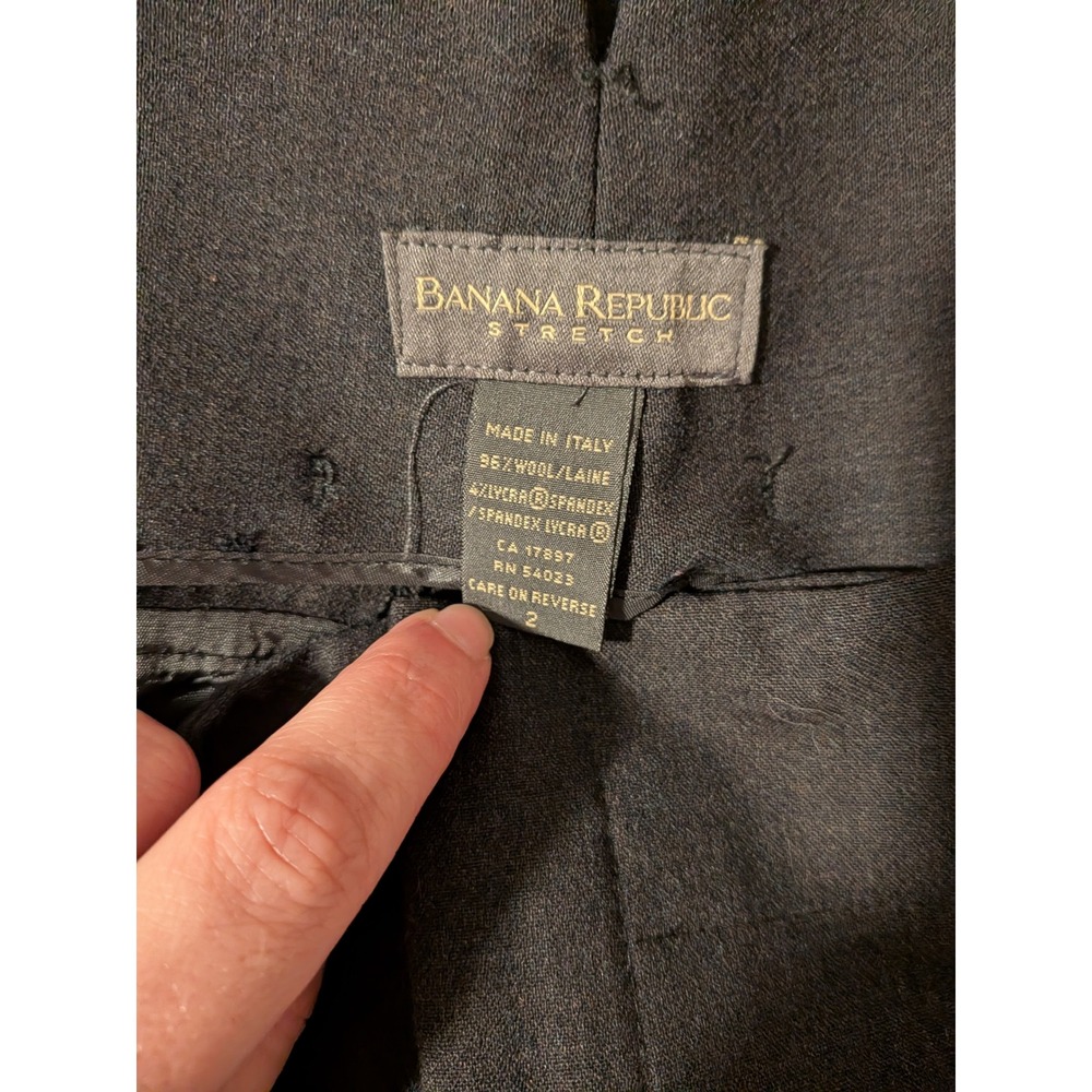 Banana Republic Pant Suit Womens 4/2 Black Wool Blend Made in Italy Stretch - Picture 11 of 11